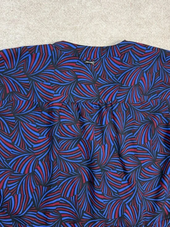 Anne Klein Geometric Print Sleeveless Shirt Dress Medium Blue Red - Picture 4 of 11